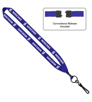 ER1-LP34M-MB2 - 3/4" Polyester Lanyard w/ Metal Crimp & Swivel Snap Hook